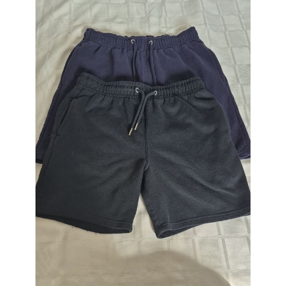 Primark Men's Bundle Of 2 Black and Navy Elastic Drawstring Athletic Shorts